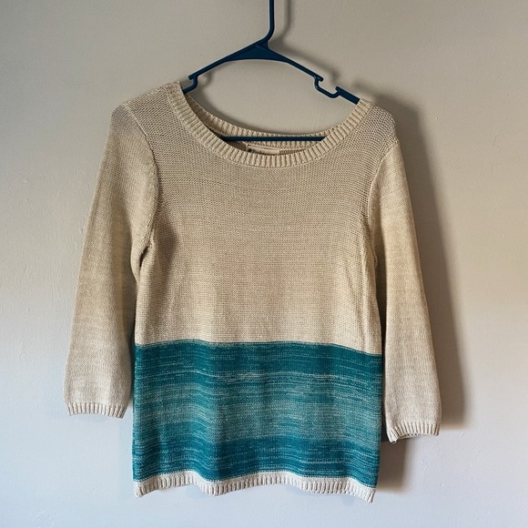 Color Block Blue and Beige Sweater - Picture 2 of 4
